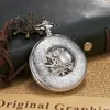 Pocket Watches 2023 Ouyawei Luxury Mechanical Hand Wind Watch Mens rostfritt stål Silverfodral Steampunk Hombre Relogio
