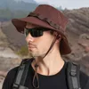 Berets Summer Buckte Hat для мужчин плиссированные ленты дизайн ленты дышащие большие края солнца защита от ультрафиолета по борьбе с кемпингом