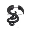 Plugs Tunnels New Black Spiral Fake Ear Plug Flesh Cheater Tapers Uv Acrílico Moda Piercing Body Jewelry Drop Delivery Dhgarden Dhogd