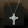 Chains Hip Hop Cross Necklace For Women With Dazzling CZ Stone Luxury Silver Color Cool Neck Accessories Party Trendy Jewelry Accessori