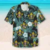 Camisas casuais masculinas Men camisa havaiana Cool do Exército Americano do Exército de Volas de Verão Estilo de praia Us Tamanho dos EUA colarinho cubano Aloha Topsme