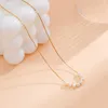 Choker 2023 Fashion Simple Copper Thin Chain Pearl Necklace For Women clavicle smycken krage de perlas