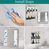 Toothbrush Holders Stitch Holder Wall Mounted Shaver Drain Storage Rack Stainless Steel Shelf Bathroom Accessories 230217