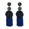 Brincos de bloqueio de lustre colorido formato de flor longa borla Fringe para mulheres Brincho elegante de breol stringshornic jóias de verão étnico