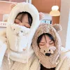 Bérets Chapeau de dessin animé d'hiver avec masque ours oreille agneau bonnet chapeaux chaud épaissi protection Skullies bonnets pour femmes fille Kawaii