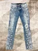 2024 nuovi jeans da uomo di lusso skinny strappati in difficoltà ~ jeans TAGLIA USA 28-38 ~ bellissimi pantaloni da motociclista in denim causale da motociclista slim da uomo jeans hip hop