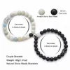 Strand Beaded Strands 2pcs/Set 8mm Beads Couple Bracelets Natural Stone Magnet Attractive Crown Bracelet For Lover Friend Magnetic Jewelry