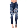 Jeans feminino Vintage Casual Casual Solid Riped Washed Denim Lápis