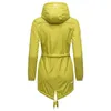 Women's Jackets Hooded Jacket With Drawstring Zipper Coat Solid Color Pocket -down Collar Loose Casual Puff Sleeve Full Piece