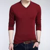 Mens T Shirts Shirt Mens Topps Youth Long Sleeve Casual V-Neck T-shirt mode Solid Tshirt