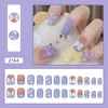 False Nails 24pcs/set 가짜 손톱 패치 길/짧은 단락 발레 보라색 구름 완성 된 조각 완전히 덮인 장식