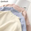 Kadın Sweaters Sweater Kadınlar XS-6XL Gevşek Güzel Kızlar Şeker Renkleri Kore Moda All-Maç Saf Örgü Bahar Sonbahar O-Yığın Tiki Çekme