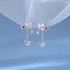 Boucles d'oreilles de luxe en strass, Design floral, en forme de goutte d'eau, en Zircon, pour femmes et filles, bijoux de fête à la mode coréenne