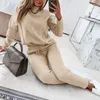Women's Two Piece Pants Woman Tracksuit Turtleneck Sweatshirt Drawstring Suit Female Tracksuits 2023 Spring Casual Long Sleeve Pullover Spor