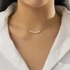 Choker 2023 Fashion Simple Copper Thin Chain Pearl Necklace For Women clavicle smycken krage de perlas