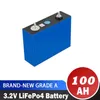 3.2V LifePo4 Uppladdningsbart batteri 100AH ​​Grad A Solen litium järnfosfatcell 12V 24V 48V Båtgolfvagn Hemmen Energilagring