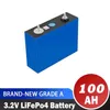 3.2V Lifepo4 Rechargeable Battery 100AH Grade A Solar Lithium Iron Phosphate Cell 12V 24V 48V Boat Golf Cart Home Energy Storage