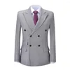 Costumes pour hommes 2023 arrivée hommes gris 2 pièces coupe ajustée sur mesure fermeture col Double boutonnage mariée marié mariage porter smoking