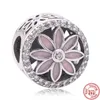 REAL 925 Sterling Silver Color Daisy Rose Flower Garden Charms för kvinnliga smycken Tillbehör Passar original 3mm armband