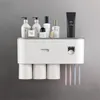 Toothbrush Holders Magnetic Adsorption Inverted Holder Automatic Toothpaste Dispenser Holder Wall Mount Rack Tools Set 230217