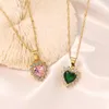 Pendant Necklaces Fashion Heart Necklace For Women Lovers Gold Color Clavicle Chain Chocker Female Cute Zircon Charm Jewlery Gifts 2023