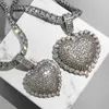 Colares pendentes Bling Heart 2 Tamanho 3 Cores gelados colar de zircão para homens mulheres moda jóias de hip hop