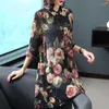 Dames Blouses Losse Dames Lente Zomer Overhemden Lady Fashion Casual 3/4 Sleeve Turn-down Collar Bloemenprint Single-breasted Tuniek