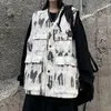 여자 조끼 테크웨어 조끼 일본 다크 하이 스트리트 빈티지 넥타이-염색 위장화물 재킷 남성 여성 2023SS Grunge Streetwear Top
