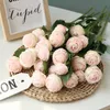 Decorative Flowers Wreaths 3 Heads Dew Lotus Decoration Artificial Flower Fake Silk Flores Christmas Wedding Party Home Decorative Simulation Flowers T230217