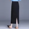 Spódnice grube elastyczne elastyczne wysoką talię zimową mody koreańską spódnicę damską naśladowaną norek wełna bodycon Mid Calf dla kobiet