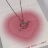 Pendentif Colliers Y2k Rose Cristal Coeur Collier Femmes Lumière De Luxe Cupidon Amour Flèche Clavicule Chaîne De Mode Saint Valentin Cadeaux