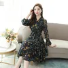 Casual Dresses DROWYD Mode Mädchen Chiffon Print Midi Kleid Frauen Schwarz Böhmischen Plus Größe Elegante Blumen Club Party Vestido