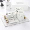 Porte-brosse à dents 1pc créatif marbre motif résine multifonction électrique support porte-dentifrice salle de bain nettoyage brosse boîte de rangement 230217