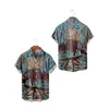 Mäns T -skjortor avvisar krage skjorta för män europeisk vintage bomull regelbunden passform kort ärm sommaren casual hawaiian stor bit