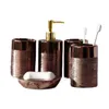 Set di accessori da bagno Accessori da bagno in ceramica spazzolata oro rosa Dispenser di sapone portatile Piatto Shampoo Bottiglia Bocca Tazza Forniture