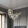 펜던트 램프 현대 거실 샹들리에 따뜻한/흰색 조명 창조적 인 투명 유리 버블 리드 램프