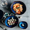 Bowls Handmade European Salad Bowl Porcelain Deep Ramen Irregular Creative Tableware Dishes Set Noodle