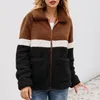 Vestes Femmes Lax Veste Polaire Pull Femmes H Color Block Manteau Zipper Patch Poche Mode Léger Hiver