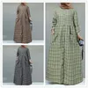 Ubranie etniczne 2023 Wiosna jesienna muzułmańska abaya bawełniana swoboda koszula z długim rękawem luźna duża sukienka maxi bubou africain femme s 5xl