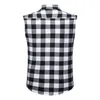 Men's Casual Shirts Lapel Vest Shirt Anti-pilling Single Breasted Men Quick Drying Slim Fit Summer Plaid Print Sleeveless Daily Garment