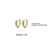 Hoop Earrings Fashion 925 Sterling Silver European Green Zirconia Huggies For Women Elegant Wedding Piercing Jewellery AEZ81