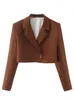 Women's Suits & Blazers Evfer Chic Lady Summer High Waist Fashion Brown Jackets Womens Single Button Casual Office Style Long Sleeve Blazer