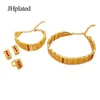 Collier boucles d'oreilles ensemble éthiopien plaqué or 24 carats mariée mariage carré bijoux cadeaux Bracelet bague bijoux pour femmes boucles d'oreilles Earl22