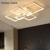 Luzes de teto Lustre de luxo branca para o escritório da sala de estar da cozinha Modern com lustres de loft LED remotos