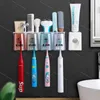 Toothbrush Holders Holder Wall-mounted Shelf For Bathroom Toothpaste Squeezers Automatic Dispense Storage Rack Organizer Accessories 230217