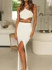 Party Dresses Summer White Sexy Cocktail Dres Cut Away Waist High Split Fashion Night Club Gown YSAN1199
