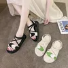 Sandalen Römische breite Füße Fett Spezielle Damenschuhe Atmungsaktive Mode Alias Mujer Verano 2023 PU-Plattform-Hausschuhe