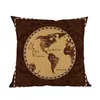 Pillow Retro Style Old Vintage World Nautical Map Home Decoration Cover Sofa Room Chair Car Linen Cotton Throw Case