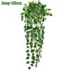 Decorative Flowers 90cm Artificial Plant Leaves Vine Simulation Creeper Wall Hanging Green Fake Flower Rattan Wedding Party Home Garden