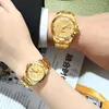 Wristwatches 2023 Fashion Men Watch Gold Stainless Steel Couple Watches Pair And Women Gifts Items For Lovers